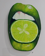 painting of a lime in green lips