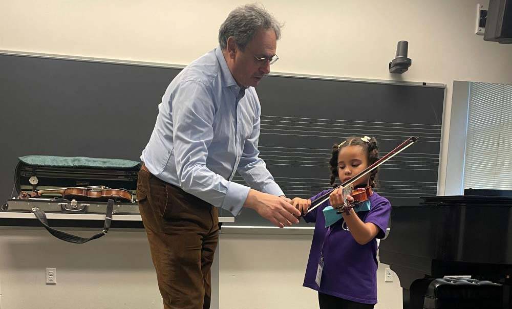 Student and teacher on Viola Visitors Day 2025