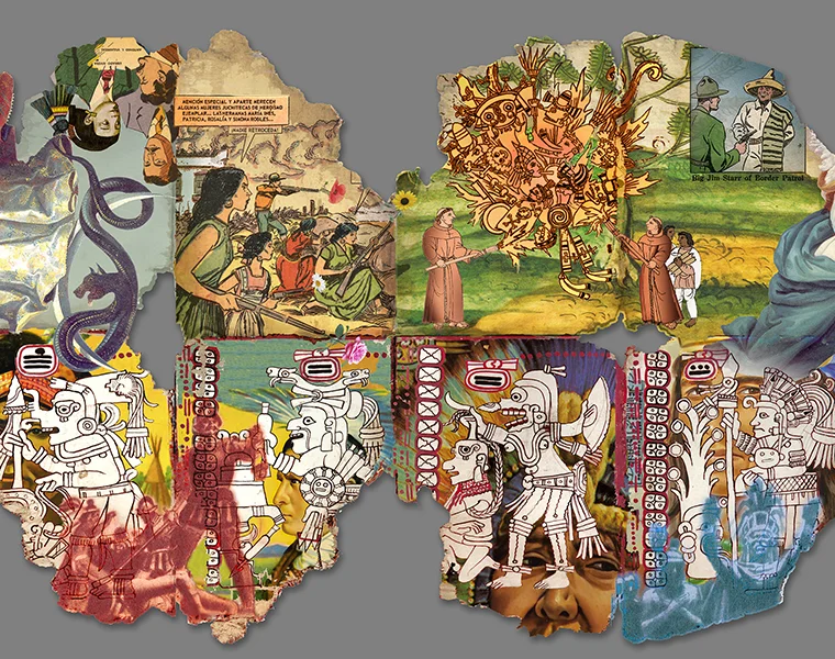 A detail of the Codex City of Mirrors collage piece